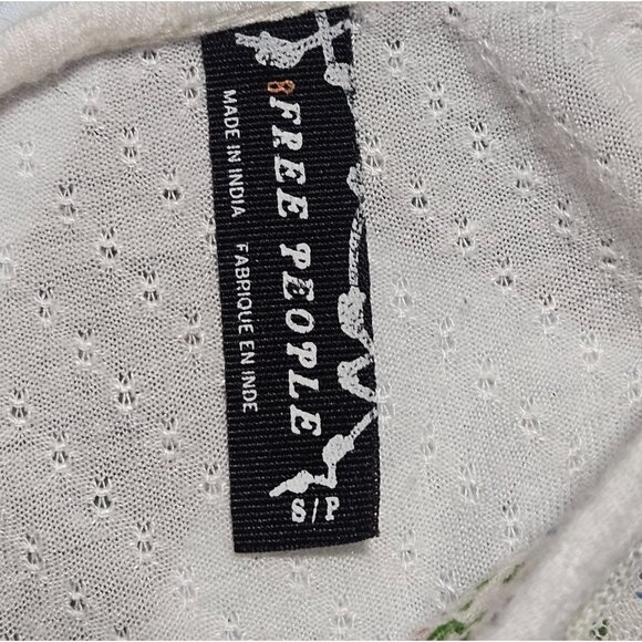 Free People Soft Cream Floral Tunic Top S Cottagecore Peplum Boho Chic Romantic - Picture 4 of 11